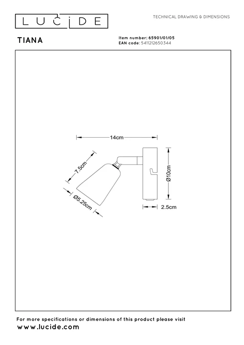 Lucide TIANA - Wall spotlight / Wall light - 1xGU10 - Wall light or Ceiling light - Champagne Color | Essential - technical